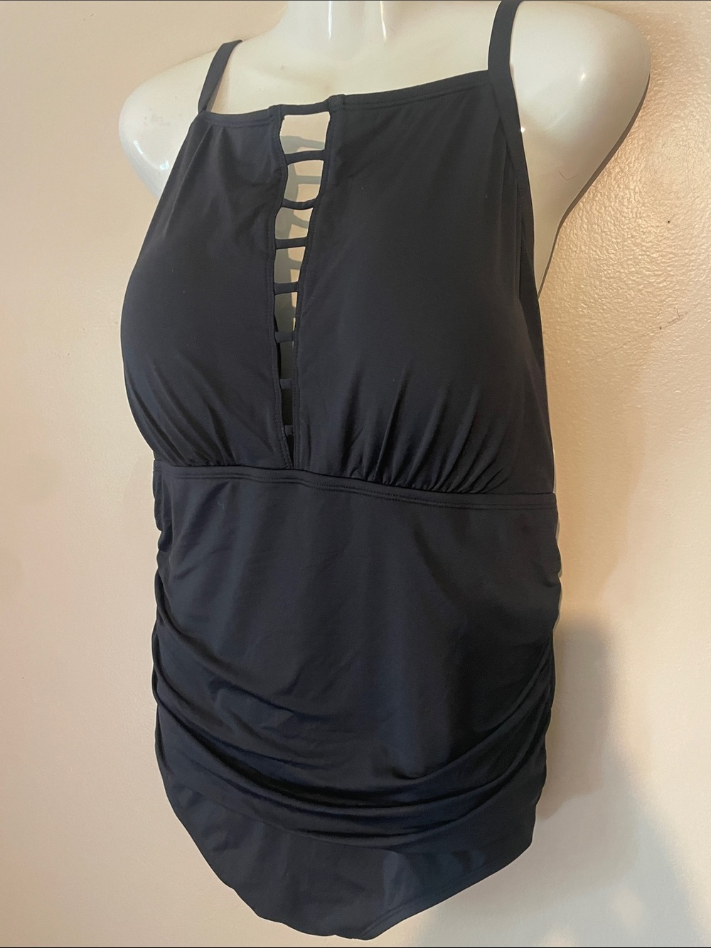 Black Lattice One Piece Swimsuit Womens Size 20W NWT Jantzen